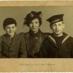 Taken in Portsmouth during the latter part of the War, a photo of my Mother, brother Ernie (in his Naval boy's school uniform), and myself in cap. Taken in Portsmouth during the latter part of the War, a photo of my Mother, brother Ernie (in his Naval boy's school uniform), and myself in cap.