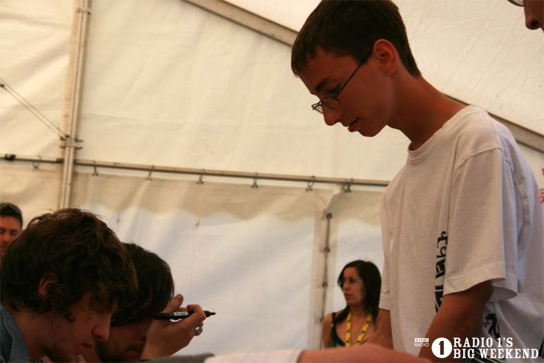 The Kooks in the signing tent