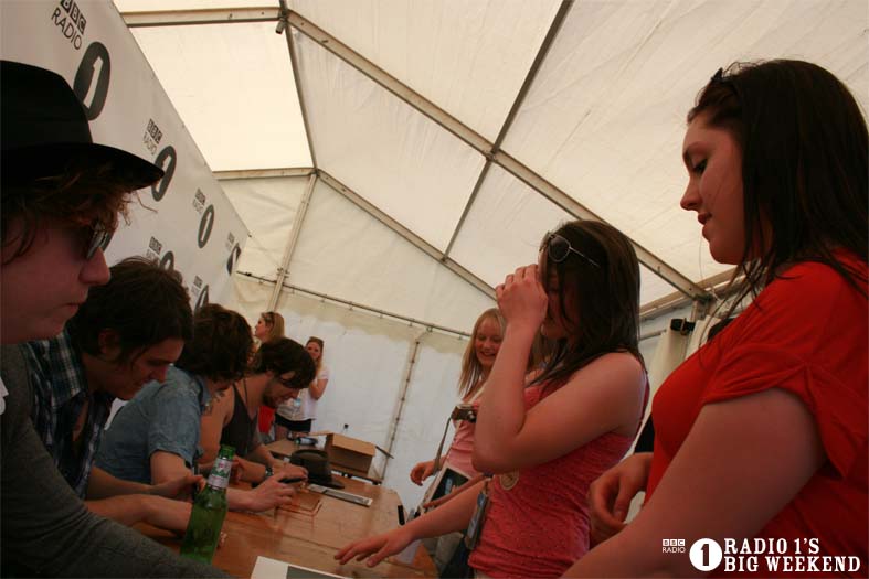 The Kooks in the signing tent