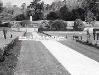 Black and white photograph of the gardens in their heyday