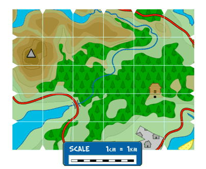 Maps with a scale of 1cm = 1km