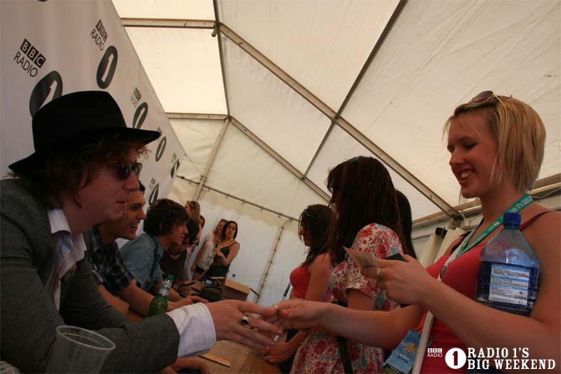 The Kooks in the signing tent