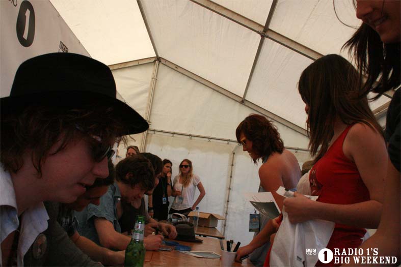 The Kooks in the signing tent