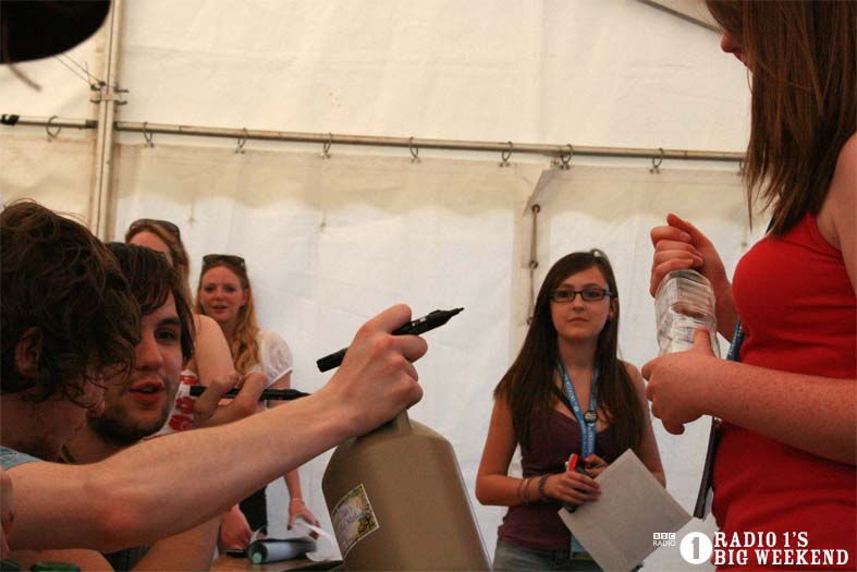 The Kooks in the signing tent