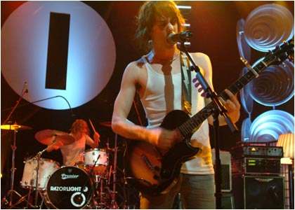 Razorlight on stage at the R1 / TOTP Christmas Party