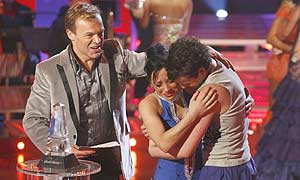 Winners Hollie Robertson and Darrien Wright with Graham Norton