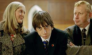 Sarah Lancashire as Barbara Chase, Rasmus Hardiker as Philip Chase and Mark Williams as Sam Chase