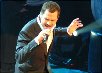 Steve on stage at the R1 / TOTP Christmas Party