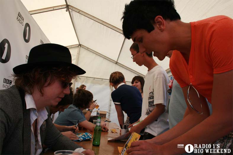 The Kooks in the signing tent