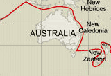 Map detail of Cook's first voyage