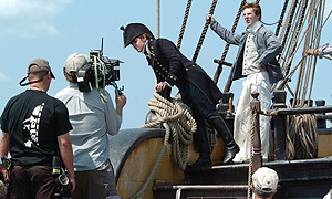 Cast and crew on set