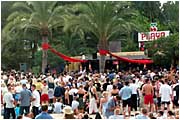 The crowds gather at the Pacha Beach Bar