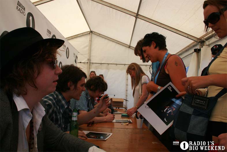The Kooks in the signing tent