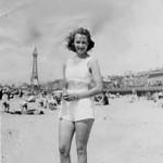 Margaret Hughes on Blackpool beach 1943 Margaret Hughes on Blackpool beach 1943