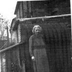 Sarah Harvey by the air-raid shelter Sarah Harvey by the air-raid shelter