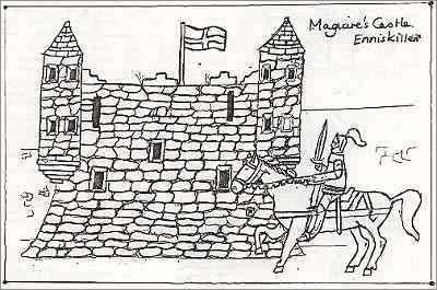 Drawing of Maguire's Castle. Extract from 'Children's Fermanagh'