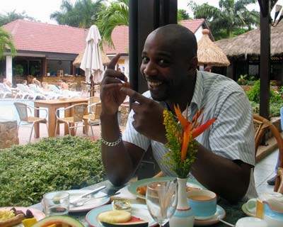 Iyare has breakfast