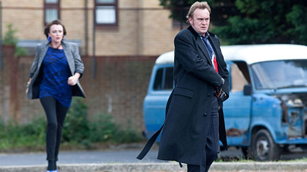 Ashes To Ashes: DCI Gene Hunt (Philip Glenister) and DI Alex Drake (Keeley Hawes) (image: Kudos/BBC)