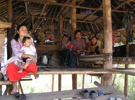 Displaced people in village