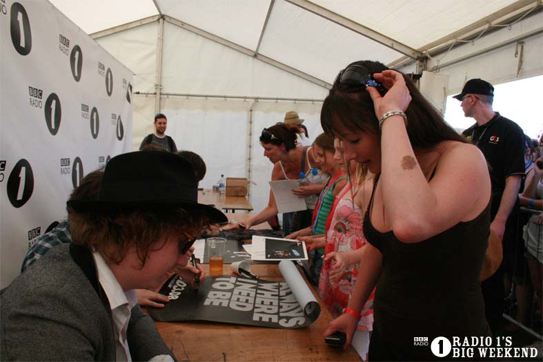The Kooks in the signing tent