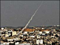 Foguete na Faixa de Gaza