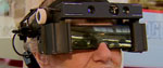 Woman wearing camera glasses for the partially sighted