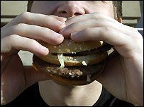 Eating a hamburger
