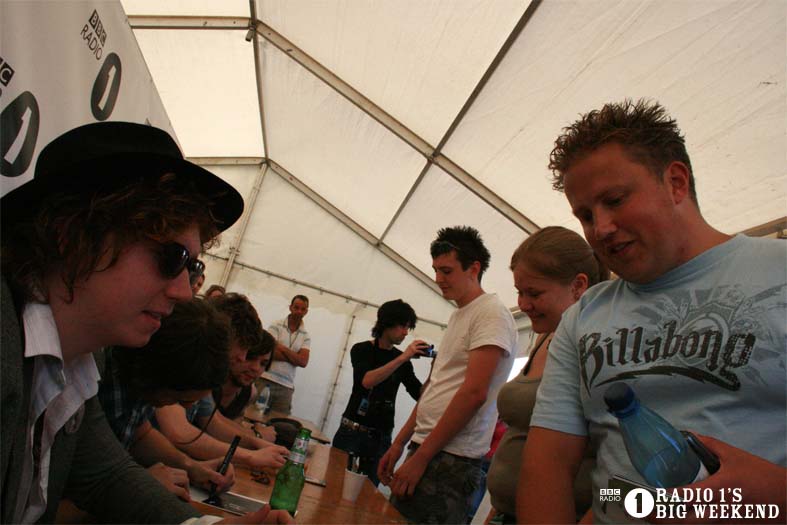 The Kooks in the signing tent