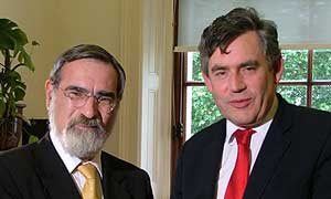 Sir Jonathan Sacks and Chancellor Gordon Brown