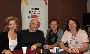Juliet Stevenson, Anthony Minghella, Jude Law and David Threlfall in the studio after the recording