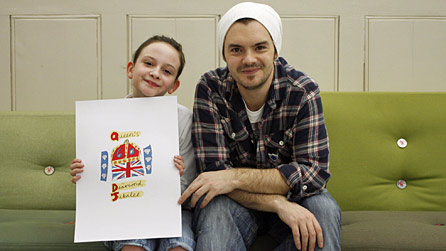 Competition winner Katherine Dewar shows off her work alongside Barney Harwood