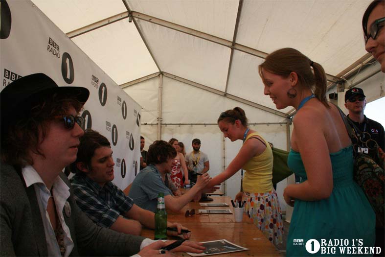 The Kooks in the signing tent