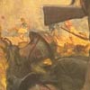 Detail from 'Gassed' showing of football game in the background