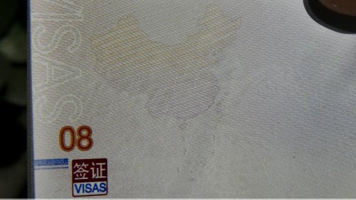 Hình lưỡi bò trên các trang số 8, 24 và 46 của hộ chiếu Trung Quốc