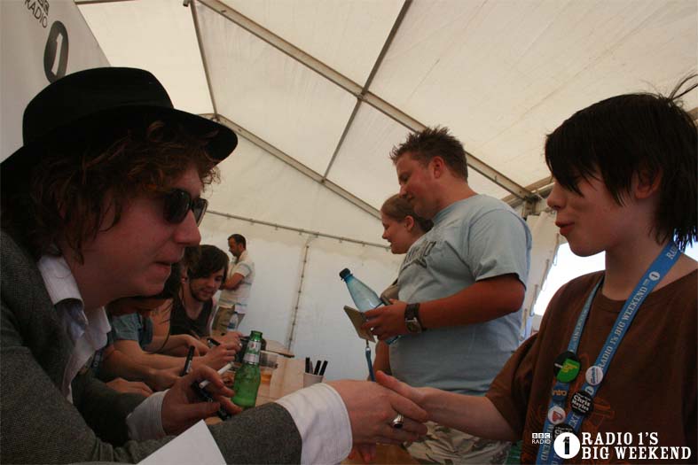 The Kooks in the signing tent
