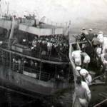 Taking off some of the survivors alongside the Empire Patrol  30th September 1945