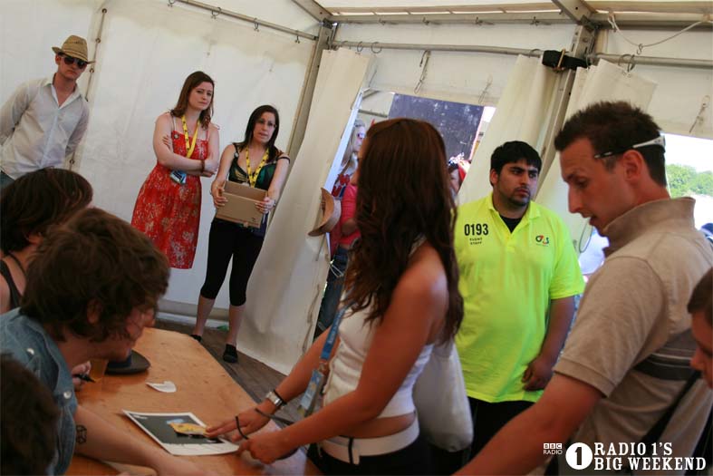 The Kooks in the signing tent