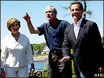 George W. Bush e Nicolas Sarkozy