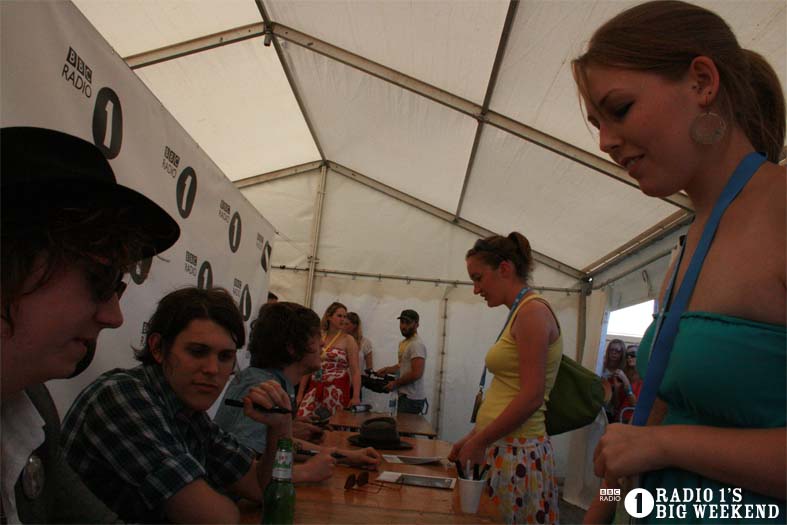 The Kooks in the signing tent