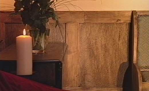 Walls with plywood and stone effects