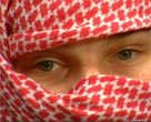 A white English Moslem - wearing a head scarf