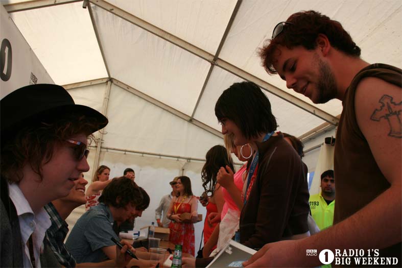 The Kooks in the signing tent