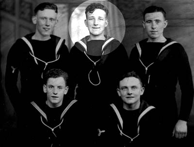 Tommy (highlighted) with other Ulster recruits to the Royal Navy in 1936