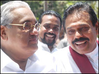 Anura Bandaranaike (L) with President Rajapaksa