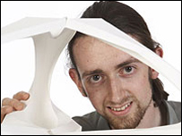 Richard Sweeney with his creation Tetrahedron.