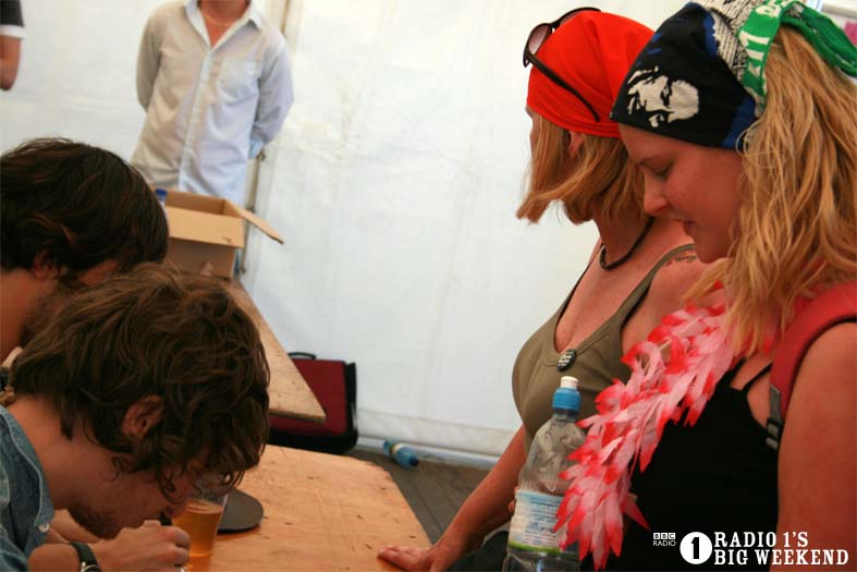 The Kooks in the signing tent