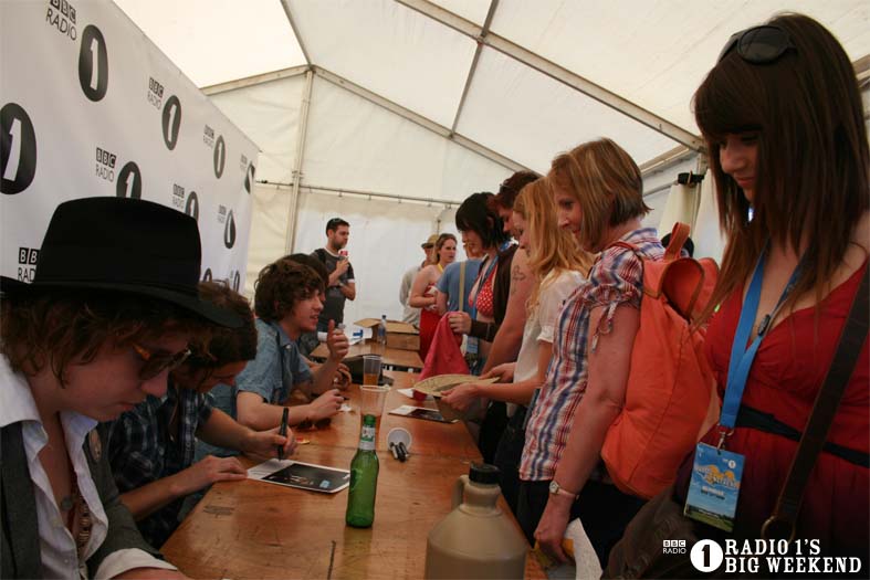 The Kooks in the signing tent