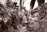 Image of soldiers digging  a trench below Aubers Ridge in November 1914 