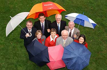 L-R back row: Ian McCaskill, Phil Avery (current), George Cowling, and Jack Scott; (front row) Suzanne Charlton, Penny Tranter (current), Michael Fish (current) and Helen Willetts (current)