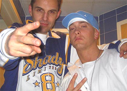 Westwood with Eminem in the toilets at Radio 1
